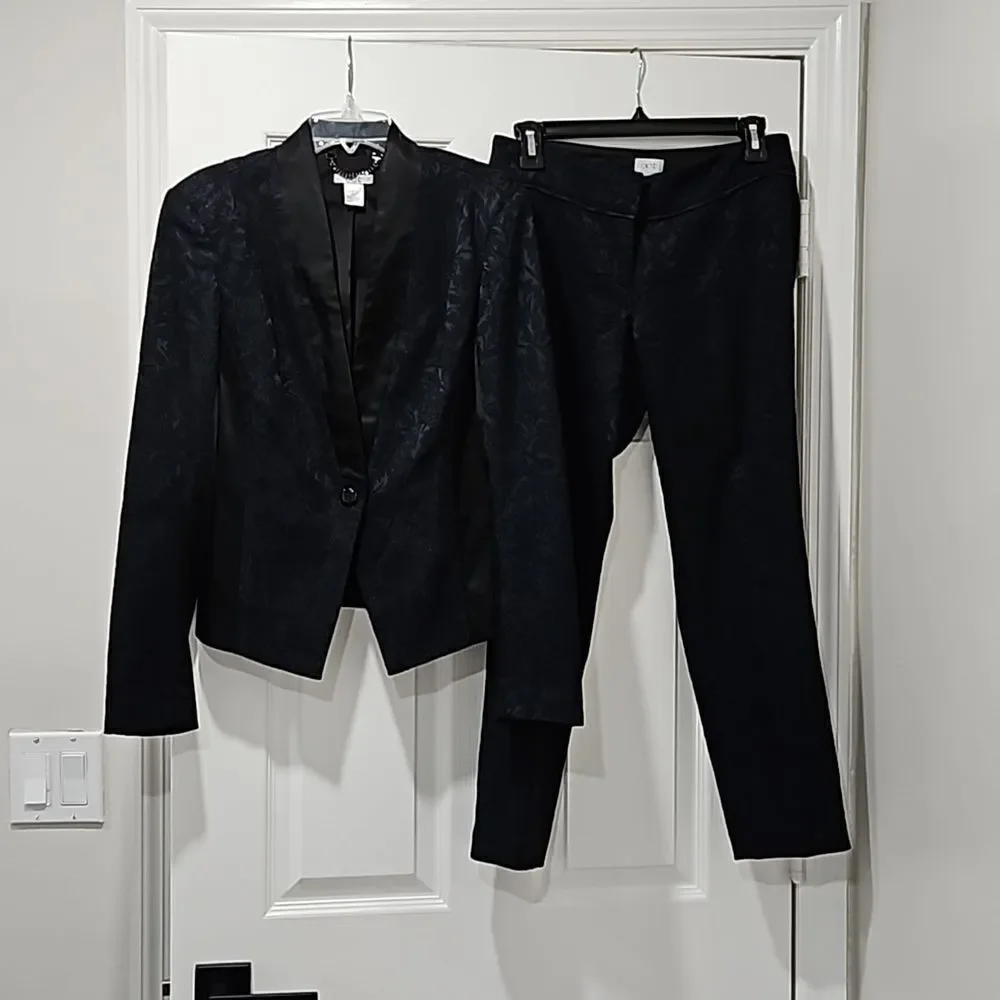 Cache Pantsuit Navy Blue Filigree Pattern